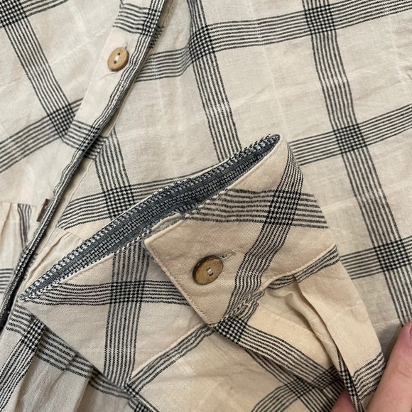 Miss Me Cream Plaid Mesh Button Up Blouse⭐️ - Picture 6 of 8